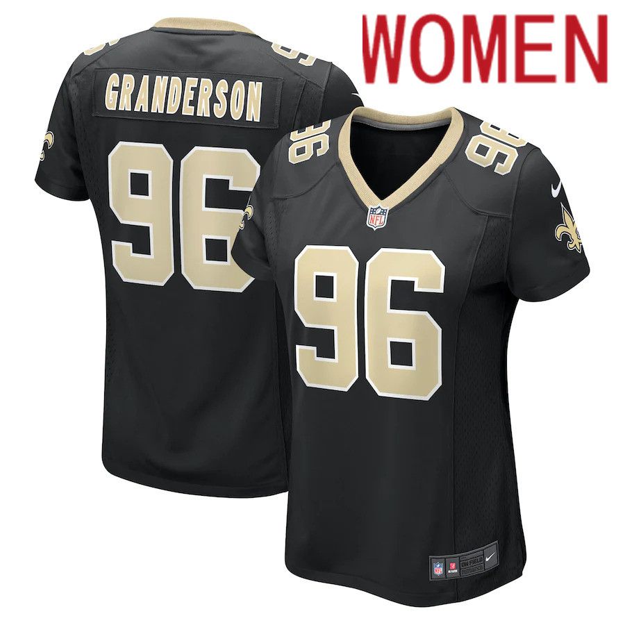 Women New Orleans Saints 96 Carl Granderson Nike Black Game NFL Jersey